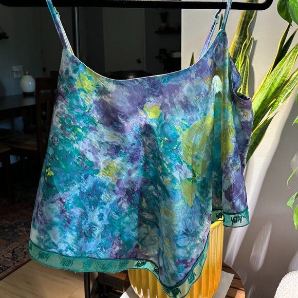 *brand new, set of 2* Yitty Satin Pretty Flowy Camisole AND Short Deep Sea (L) - Picture 11 of 13
